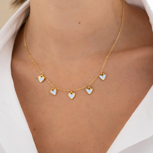 Cadena Multi Corazones + Pendientes