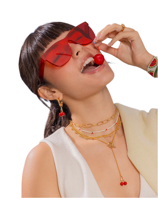 Corbatín Broche Cerezas + Pendientes