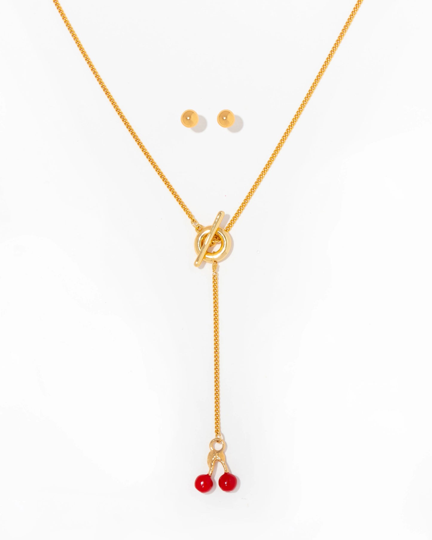 Cherry Brooch Bow Tie + Earrings