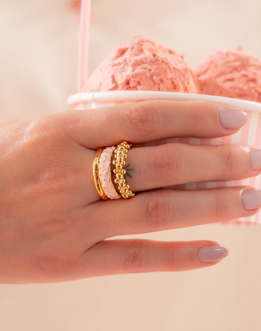 Set x 3 Gold Crystal Rings
