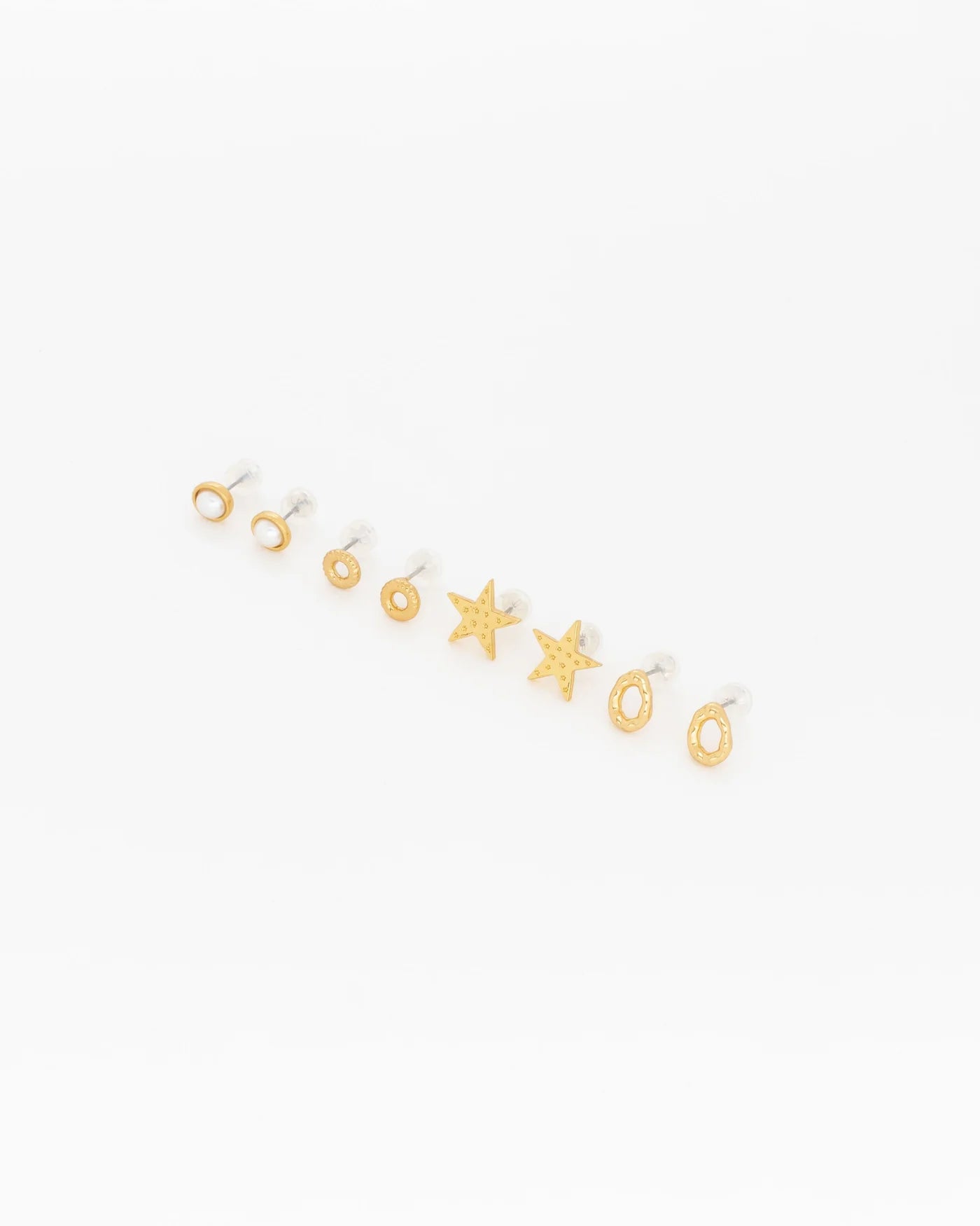 Set of 4 Pearl Star Earrings