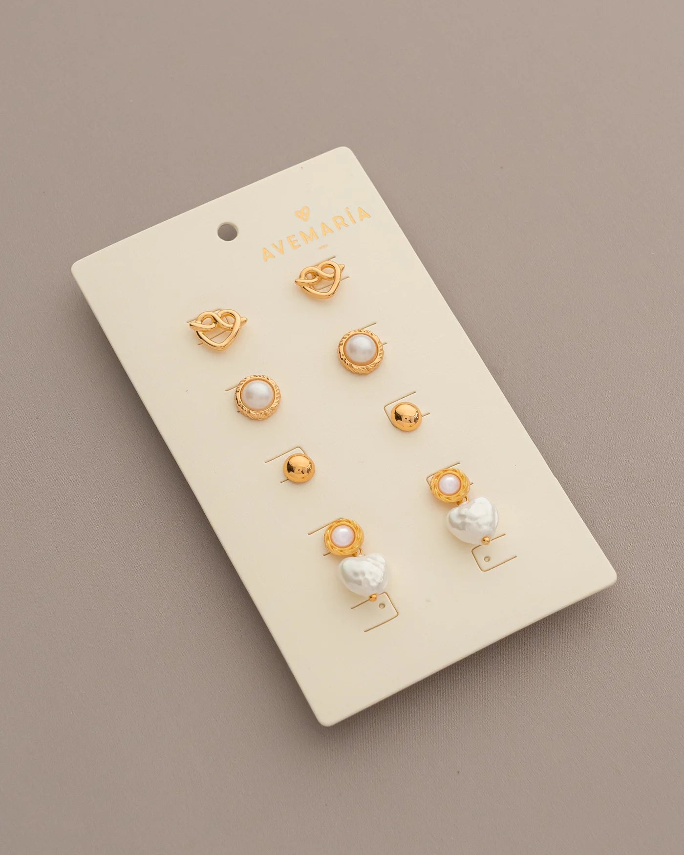 Set of 4 Pearl Heart Earrings