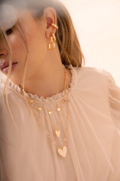 Set Cadenas x 3 Corazón Avm + Pendientes