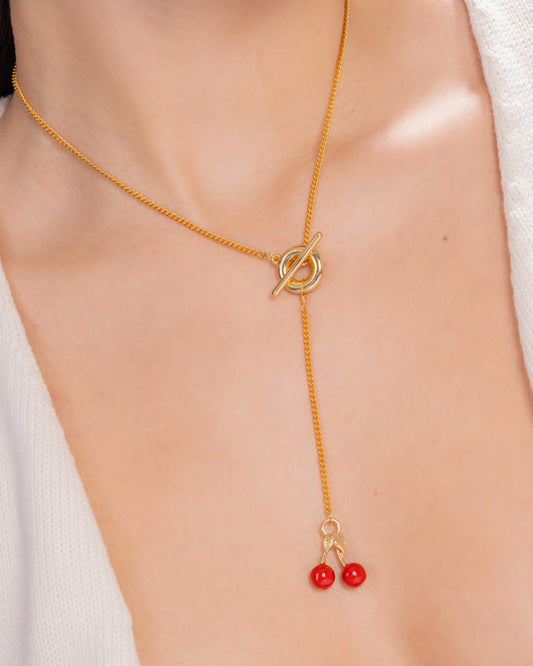 Cherry Brooch Bow Tie + Earrings
