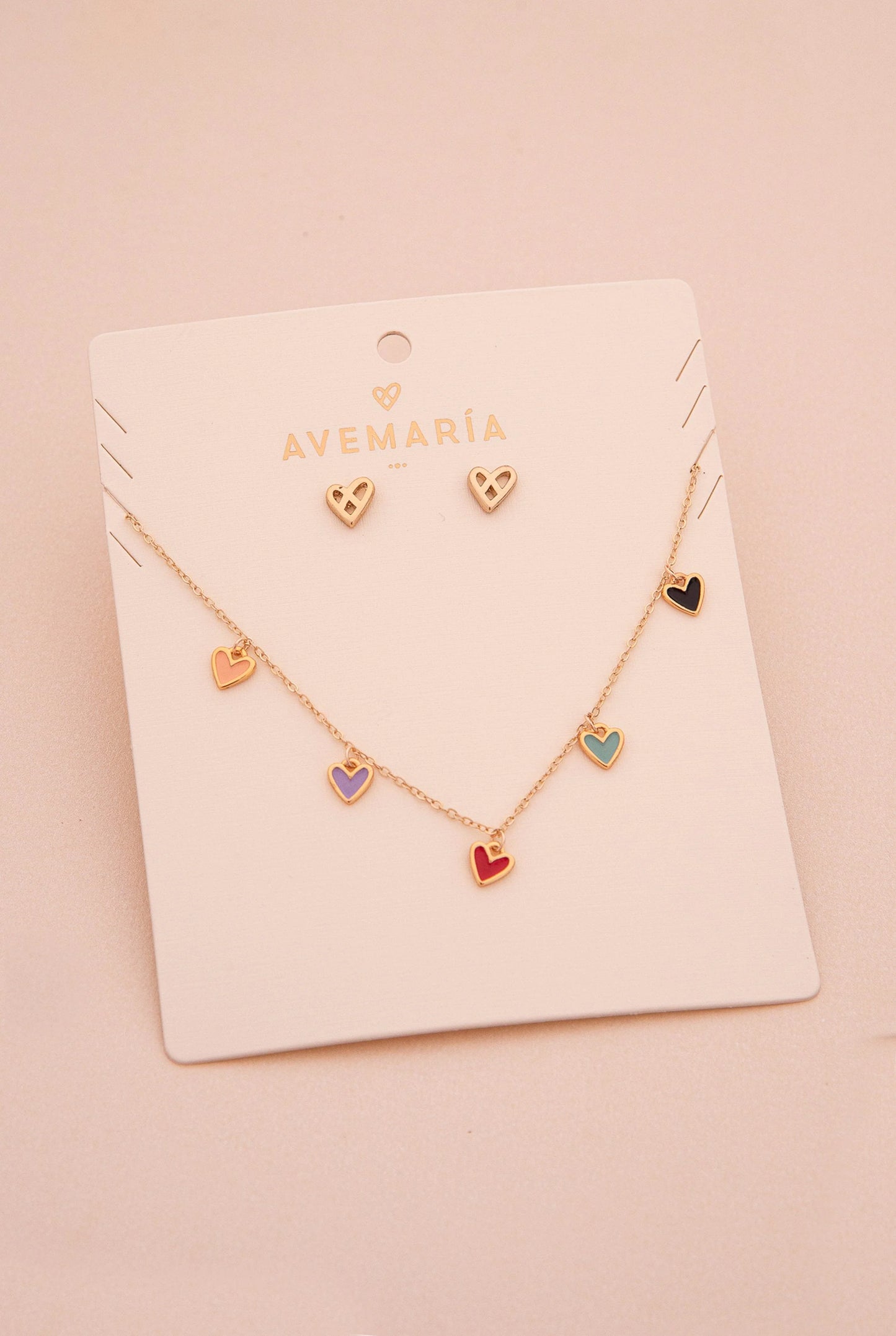 Multi-Heart Chain + Earrings