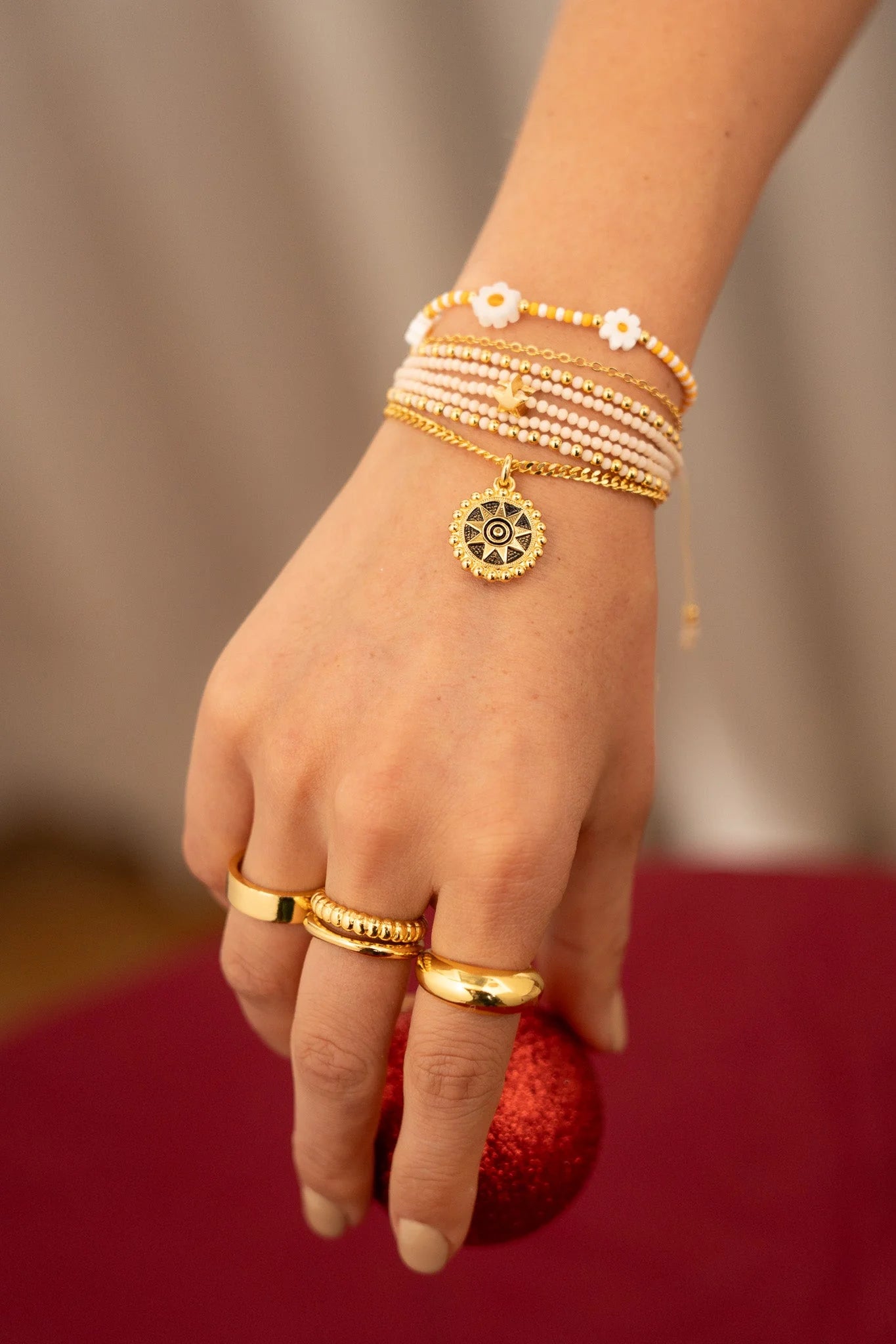 Set of 4 Sun Flower Bracelets + Earrings