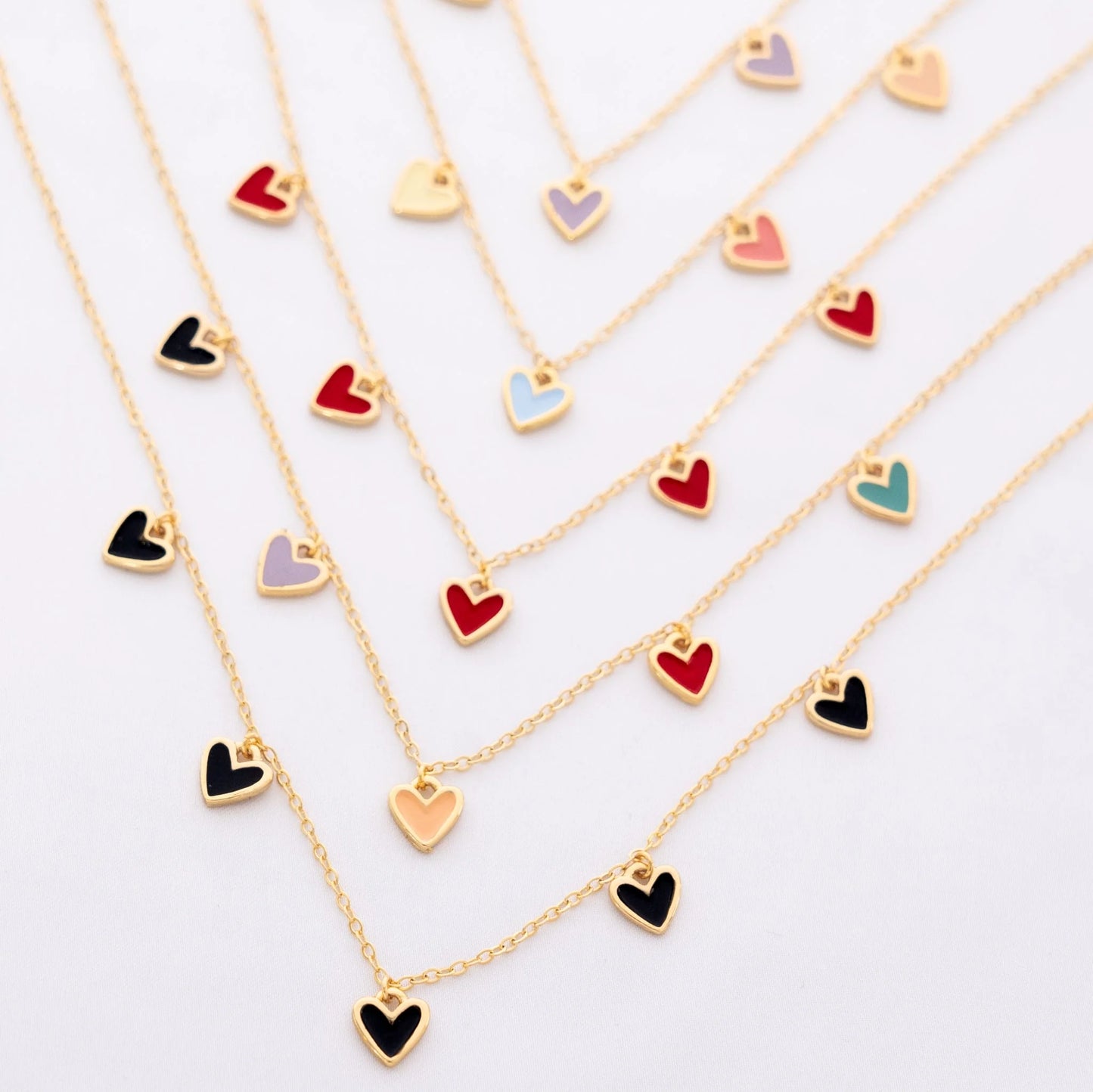 Multi-Heart Chain + Earrings