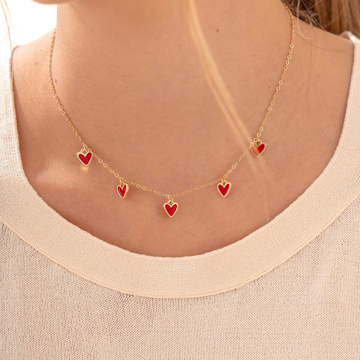 Multi-Heart Chain + Earrings