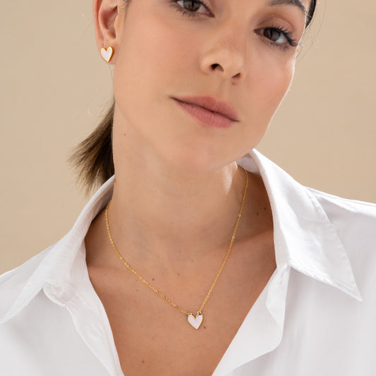 Heart Necklace + Earrings Set