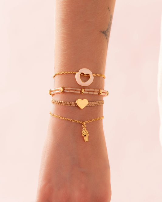 Set of 4 Smooth Heart Bracelets + Earrings